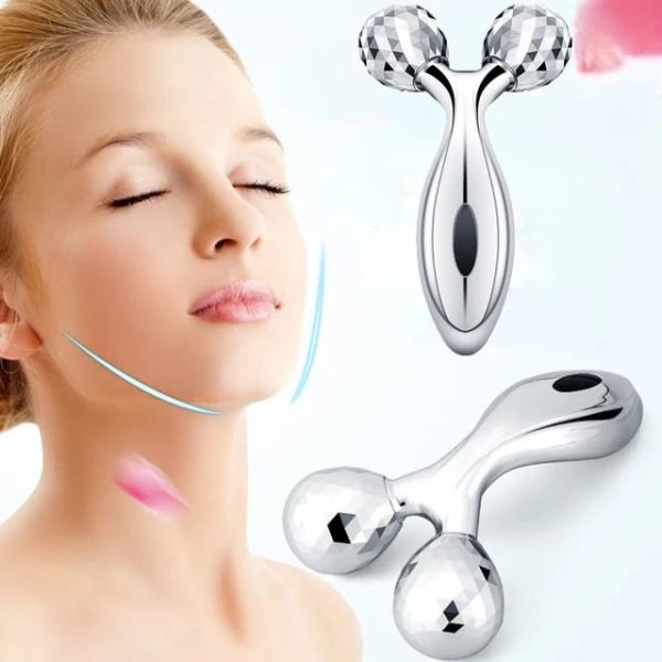 3d Face Massager Roller – 360° Rotation Handheld Y-shape Plastic Tool For Face Lifting,